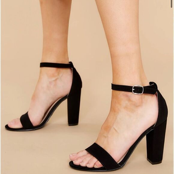 ‎Vegan Suede Ankle Strap Heels - Picture 2 of 6